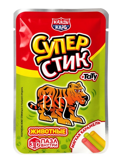 Мягкая карамель «Супер Стик с 3D пазлом», с игрушкой и татуировкой, 5 г