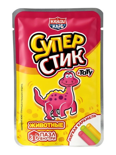Мягкая карамель «Супер Стик с 3D пазлом», с игрушкой и татуировкой, 5 г