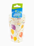 Стаканы (250 мл) Воздушные шарики, Разноцветный, Металлик, 6 шт.  (артикул 10980692)  большой выбор товаров оптом и в розницу по низким ценам с доставкой