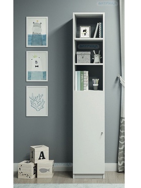 Шкаф – стеллаж «Радуга 1.2», с распашной дверью, 400×376×2100 мм, цвет белый