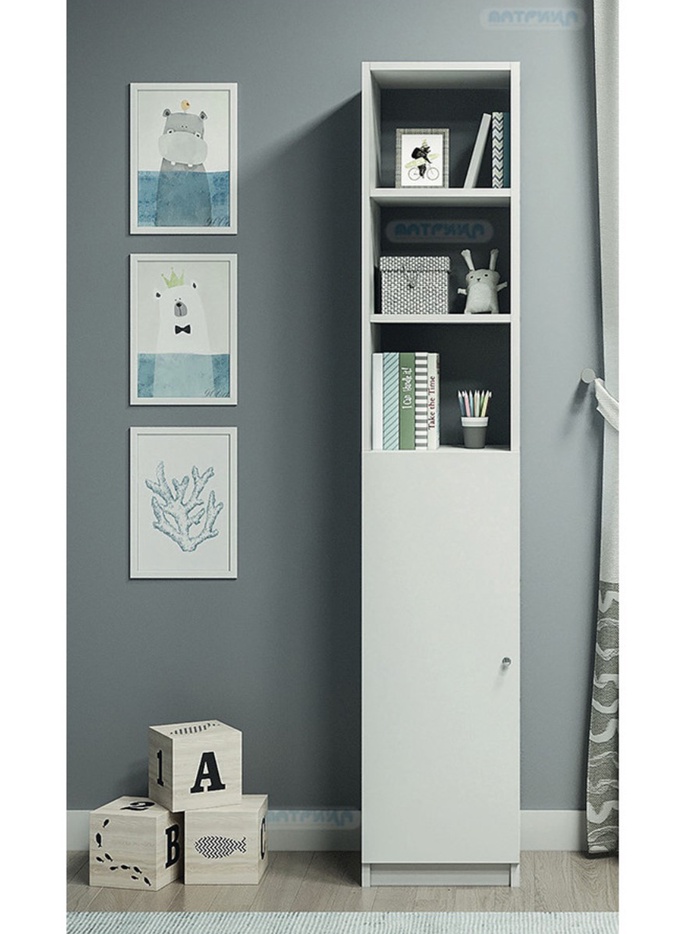 Шкаф – стеллаж «Радуга 1.2», с распашной дверью, 400×376×2100 мм, цвет белый - Фото 1
