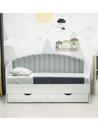 Кровать односпальная «Софа №12» с продольной мягкой спинкой, спальное место 800×1600 мм, цвет белый/велюр 321 - фото 121582389