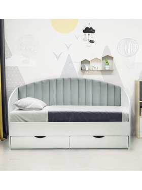 Кровать односпальная «Софа №12» с продольной мягкой спинкой, спальное место 800×1600 мм, цвет белый/велюр 321