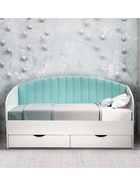 Кровать односпальная «Софа №12» с продольной мягкой спинкой, спальное место 800×1600 мм, цвет белый/велюр 340 10986758