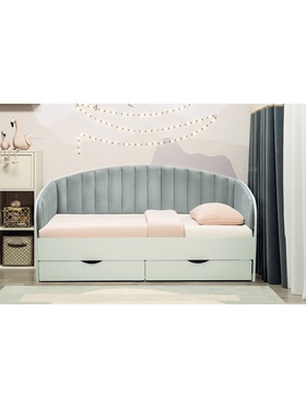 Кровать односпальная «Софа №12.1» с продольной мягкой спинкой, спальное место 800×1600 мм, цвет белый/велюр 321