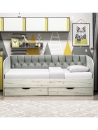 Кровать односпальная «Софа №13» с продольной мягкой спинкой, спальное место 800×1600 мм, цвет Дуб крафт белый/велюр 321 10986761