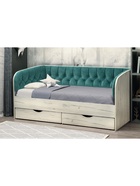 Кровать односпальная «Софа №13.1» с продольной мягкой спинкой, спальное место 800×1600 мм, цвет дуб крафт белый/велюр 013 10986763