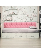 Кровать односпальная «Софа №14» с продольной мягкой спинкой, спальное место 900×2000 мм, цвет дуб крафт белый/велюр 336 - фото 121582399