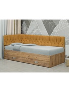 Кровать односпальная «Софа №16» с продольной мягкой спинкой, спальное место 800×2000 мм, левая, цвет дуб крафт золотой/велюр 009 - фото 121582402