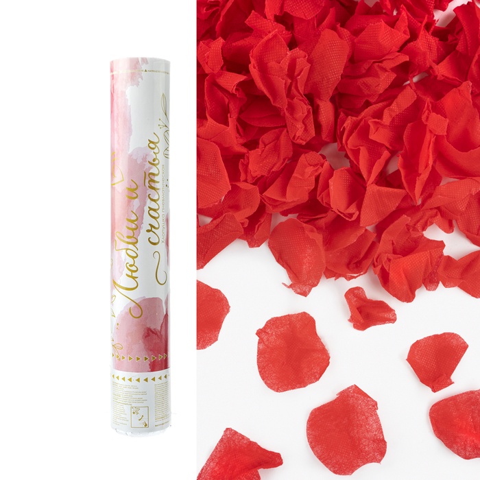 Хлопушка пневматическая «Лепестки роз», цвет красный, 30 см - Фото 1