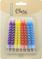 Свечи в торт "Белые зигзаги" Ассорти" 8 шт. 0,75*8 + 2 см.  (артикул 10982678)  большой выбор товаров оптом и в розницу по низким ценам с доставкой