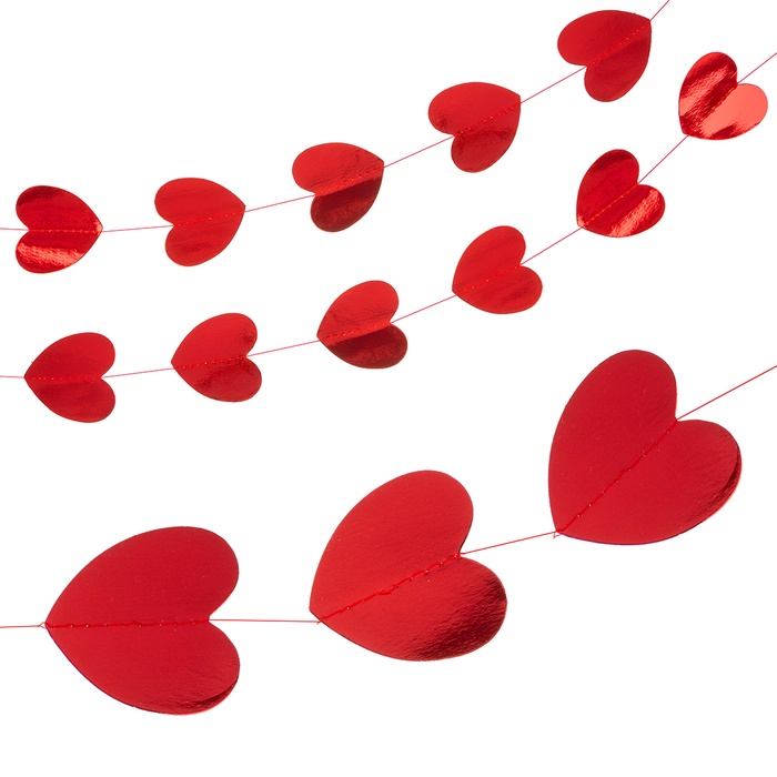 Гирлянда-подвеска «Сердце», красная, 200 см - Фото 1