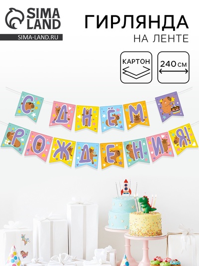 Гирлянда-флажки «С Днем Рождения!», 240 см