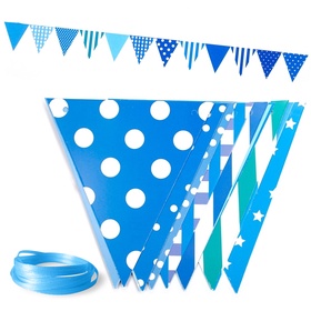 Гирлянда "Флажки, Ассорти дизайнов" голубой, 500 см, 16*14 см*12 шт.