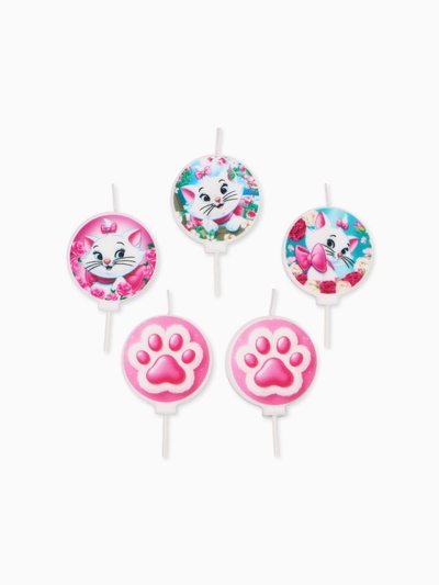 Свечи в торт, набор 5 шт., кошечка Мари, Коты-аристократы