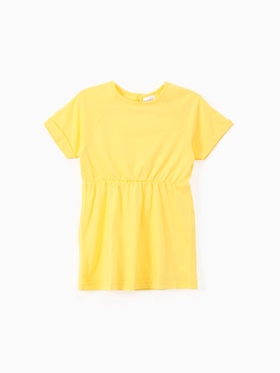 Платье для девочки KAFTAN однотонное с коротким рукавом, жёлтое, рост 98-104 см