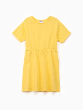 Платье для девочки KAFTAN однотонное с коротким рукавом, жёлтое, рост 110-116 см