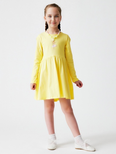 Платье для девочки KAFTAN «Балерина» с длинным рукавом, жёлтое, рост 92-98 см