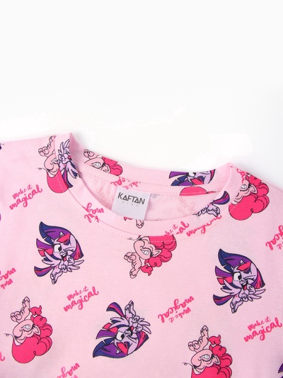 Пижама для девочки (лонгслив, брюки) KAFTAN «Пони», розовая, рост 122-128 см