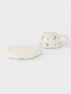 Чайная пара «Уютный дом. Фиалки», 2 предмета: блюдце 15×2 см, чашка 255 мл, керамика, белая 10937619