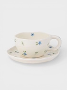 Чайная пара «Уютный дом. Фиалки», 2 предмета: блюдце 15×2 см, чашка 255 мл, керамика, белая  (артикул 10937619)  большой выбор товаров оптом и в розницу по низким ценам с доставкой