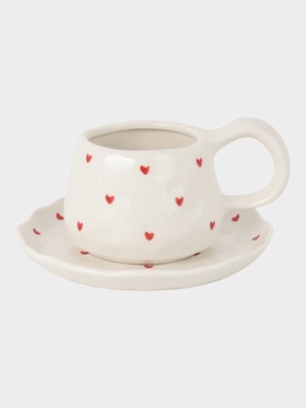 Чайная пара «Уютный дом. Сердечки», 2 предмета: блюдце 15×2 см, чашка 275 мл, керамика  (артикул 10937623)  большой выбор товаров оптом и в розницу по низким ценам с доставкой