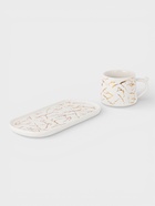 Чайная пара «Мрамор», 2 предмета: чашка 250 мл, блюдце 13.5×11×1 см, керамика, белая 10939306