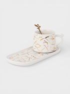 Чайная пара «Мрамор», 2 предмета: чашка 250 мл, блюдце 13.5×11×1 см, керамика, белая 10939306