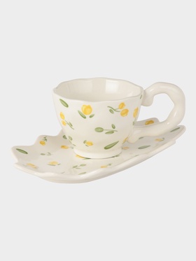 Чайная пара «Райское наслаждение», 2 предмета: блюдце 21×12×1.5 см, чашка 190 мл, керамика, жёлтая  (артикул 10939621)  большой выбор товаров оптом и в розницу по низким ценам с доставкой