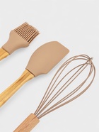 Набор кухонных принадлежностей KONFINETTA, 3 предмета: лопатка, кисточка, венчик, дерево, силикон, бежевый - Фото 2