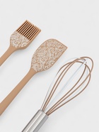 Набор кухонных принадлежностей KONFINETTA «Белая роспись», 3 предмета: лопатка, кисточка, венчик, силикон, бежевый - Фото 2