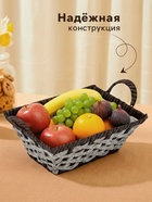 Корзинка для фруктов и хлеба Magistro «Терракота», 36×23×17 см, плетёная, серая - Фото 2