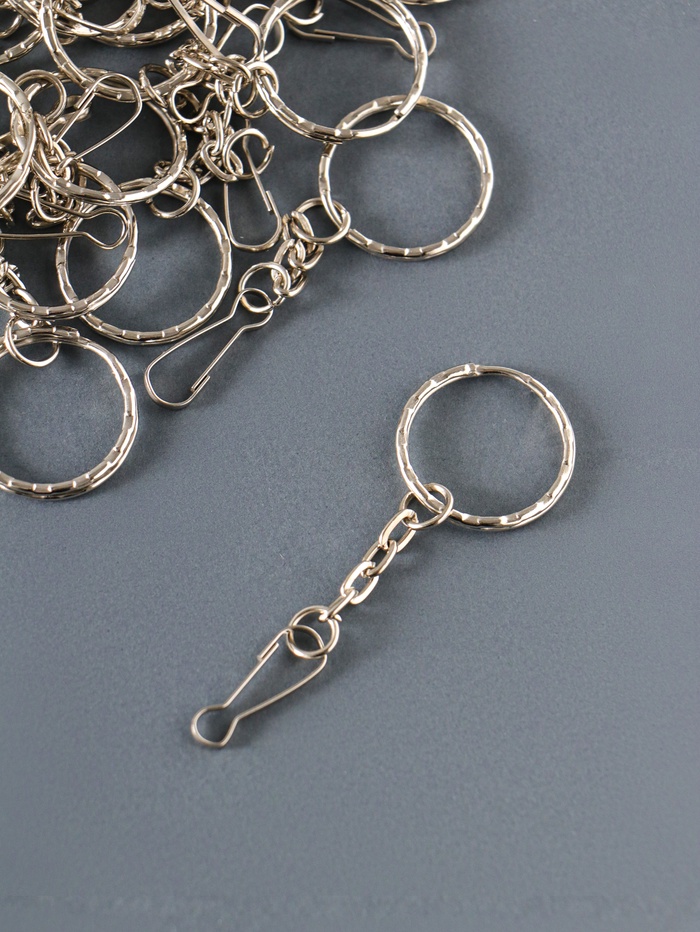 Кольцо для брелока на цепочке с карабином 7 см, d=2.2 см, карабин 2 см, набор 20 шт. - Фото 1