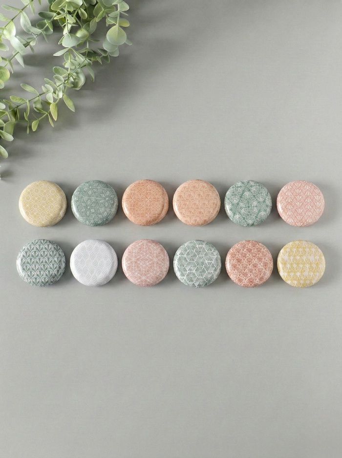 Набор шкатулок для украшений «Геометрические рисунки», 12 шт., мини, металл, круглая, 6.8×6.8×1.7 см - Фото 1