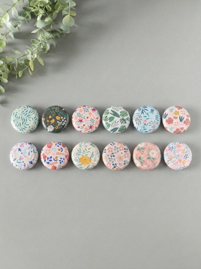 Набор шкатулок для украшений «Цветы и листья», 12 шт., мини, металл, круглая, 6.8×6.8×1.7 см - Фото 1