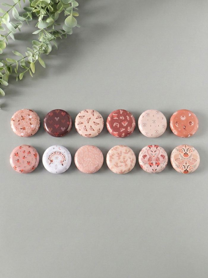 Набор шкатулок для украшений «Рисунки на бежевом», 12 шт., мини, металл, круглая, 6.8×6.8×1.7 см - Фото 1