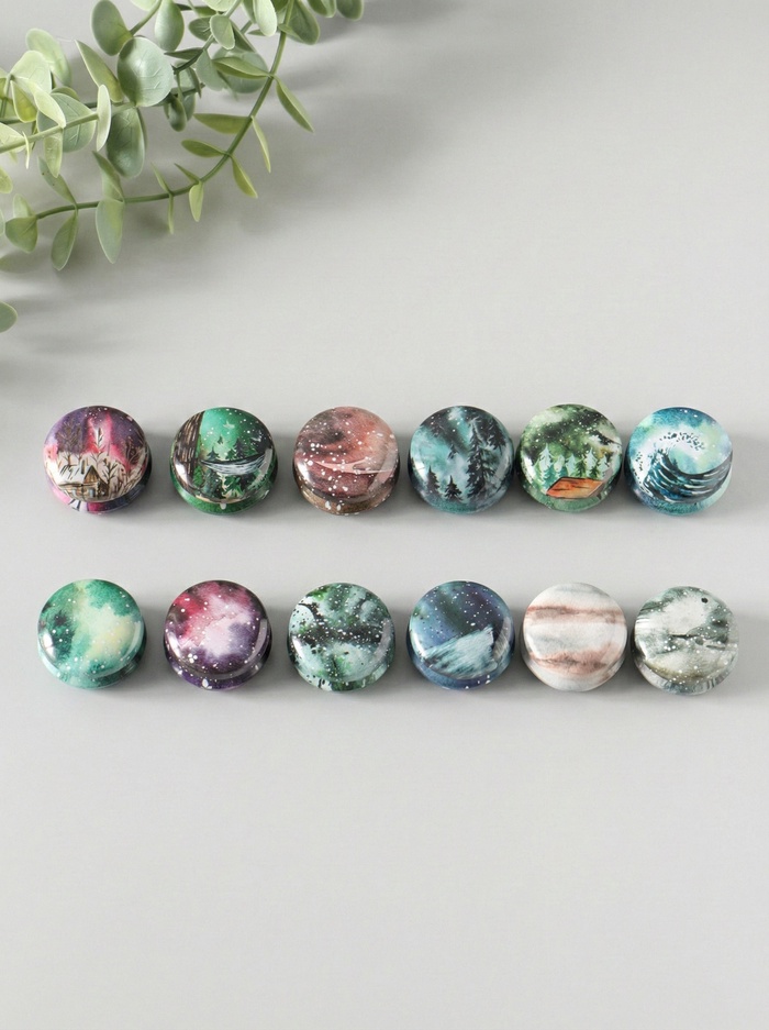 Набор шкатулок для украшений «Стихии», 12 шт., мини, металл, круглая, 4×4×2 см - Фото 1