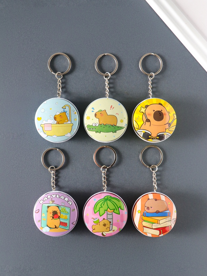 Шкатулка - брелок для ключей на кольце «Капибара», круглая, мини, 4.5×4.5×2 см, МИКС - Фото 1