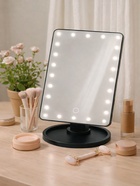 Зеркало KZ-06, подсветка, сенсорная кнопка, 22 диода, 26.5×16×12 см, 4хАА, чёрное - фото 69174974