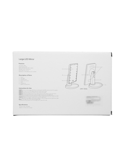 Зеркало KZ-06, подсветка, сенсорная кнопка, 22 диода, 26.5×16×12 см, 4хАА, чёрное