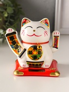 Маятник настольный антистресс от солнечной батареи «Манэки-нэко счастливый барабан», керамика, 10×11×10.8 см - Фото 1