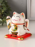 Маятник настольный антистресс от солнечной батареи «Манэки-нэко счастливый барабан», керамика, 10×11×10.8 см - фото 809493348