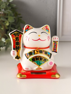 Маятник настольный антистресс от солнечной батареи «Манэки-нэко с веером», керамика, 10×11×10.8 см  (артикул 10964705)  большой выбор товаров оптом и в розницу по низким ценам с доставкой