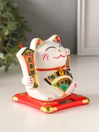 Маятник настольный антистресс от солнечной батареи «Манэки-нэко с веером», керамика, 10×11×10.8 см - Фото 2