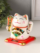 Маятник настольный антистресс от солнечной батареи «Манэки-нэко с веером», керамика, 10×11×10.8 см - Фото 4