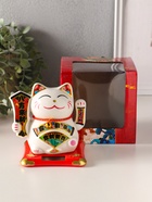 Маятник настольный антистресс от солнечной батареи «Манэки-нэко с веером», керамика, 10×11×10.8 см  (артикул 10964705)  большой выбор товаров оптом и в розницу по низким ценам с доставкой