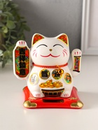 Маятник настольный антистресс от солнечной батареи «Манэки-нэко с золотыми слитками», керамика, 10×11×10.8 см - фото 809493359