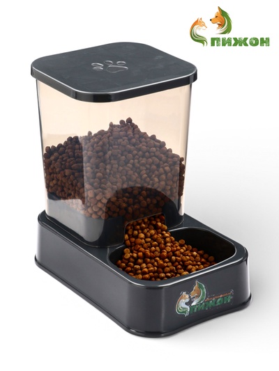 Автокормушка, 1.5 л, нескользящее основание, чёрная