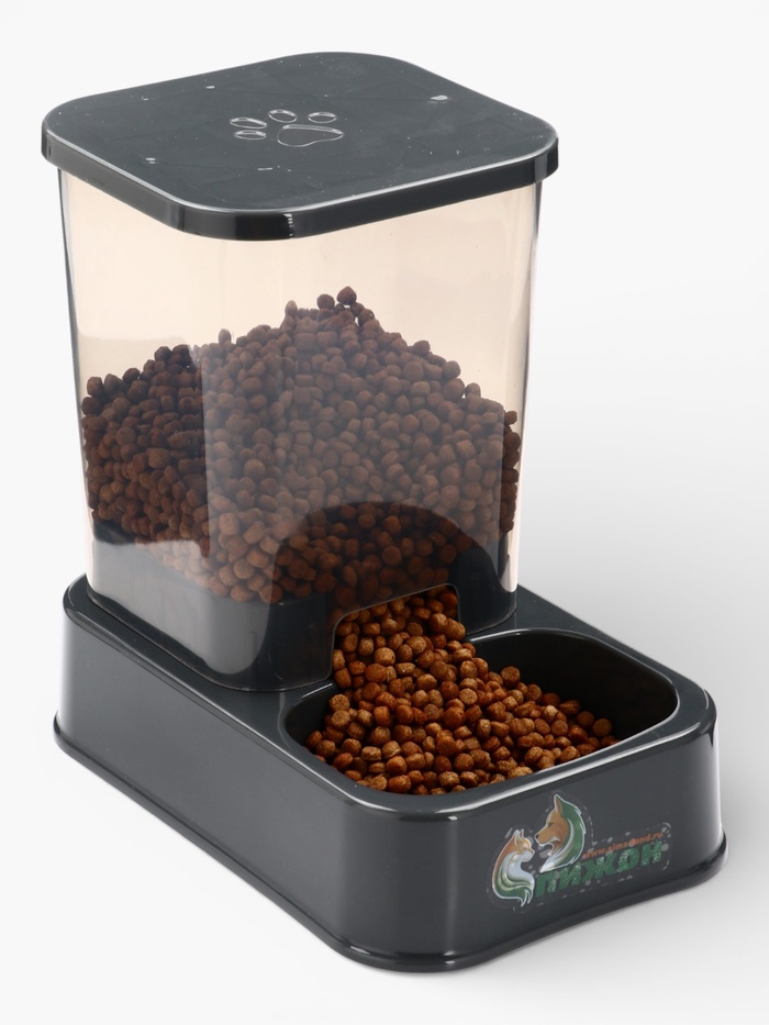 Автокормушка, 1.5 л, нескользящее основание, чёрная - Фото 1