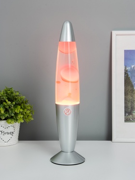 УЦЕНКА Светильник настольный металл, стекло, воск «Лава» Е14 25-35W серебро 34×8.5×8.5 см 10989663